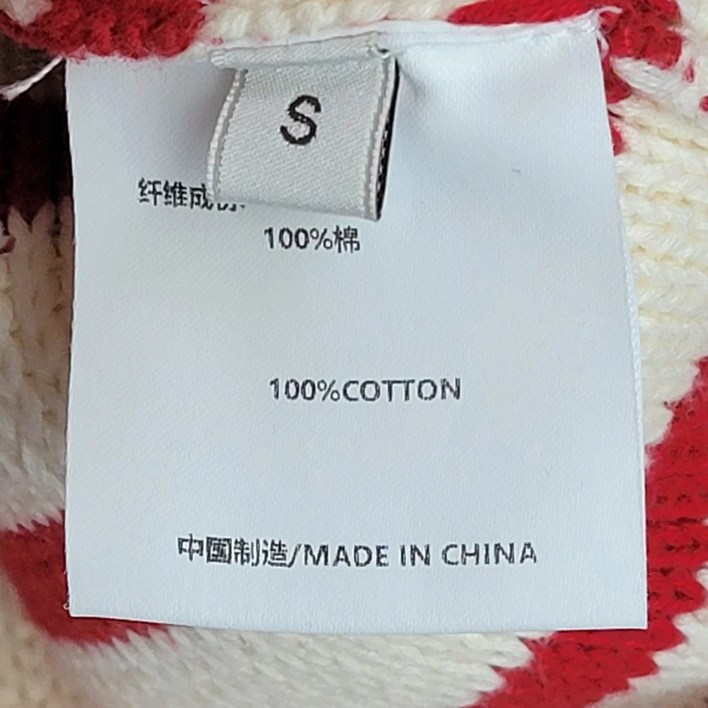 100% Cotton Superb Quality Luxurious Red and White Striped Cardigan Heavy & Warm - Picture 9 of 13